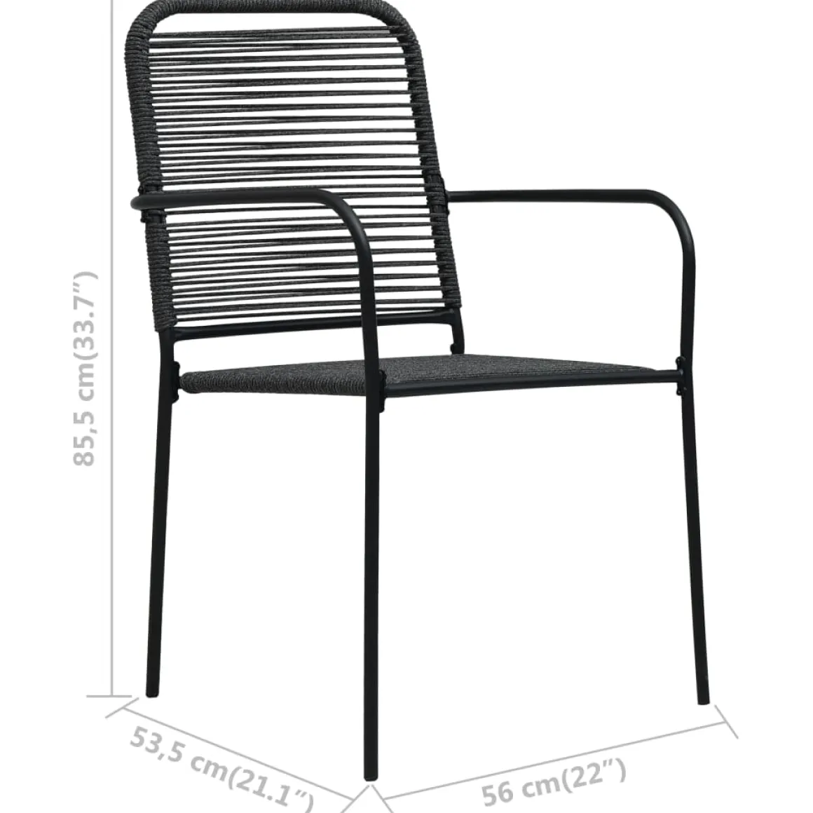 1000087005 - VIDAXL SILLAS DE JARDIN 2 UNIDADES CUERDA DE ALGODON Y ACERO NEGRO