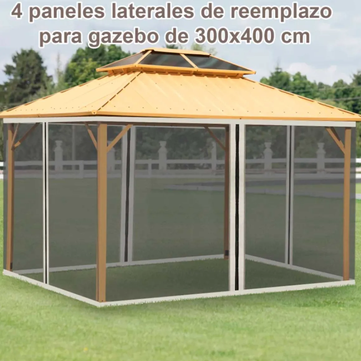 4 paneles laterales Outsunny para carpa con mosquitera negro 207x352 cm