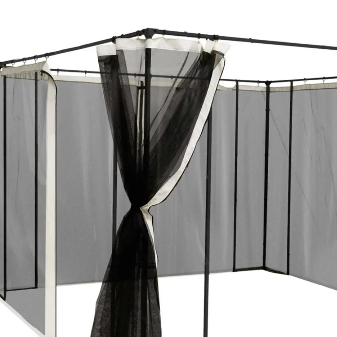 4 paneles laterales Outsunny para carpa con mosquitera negro 207x352 cm