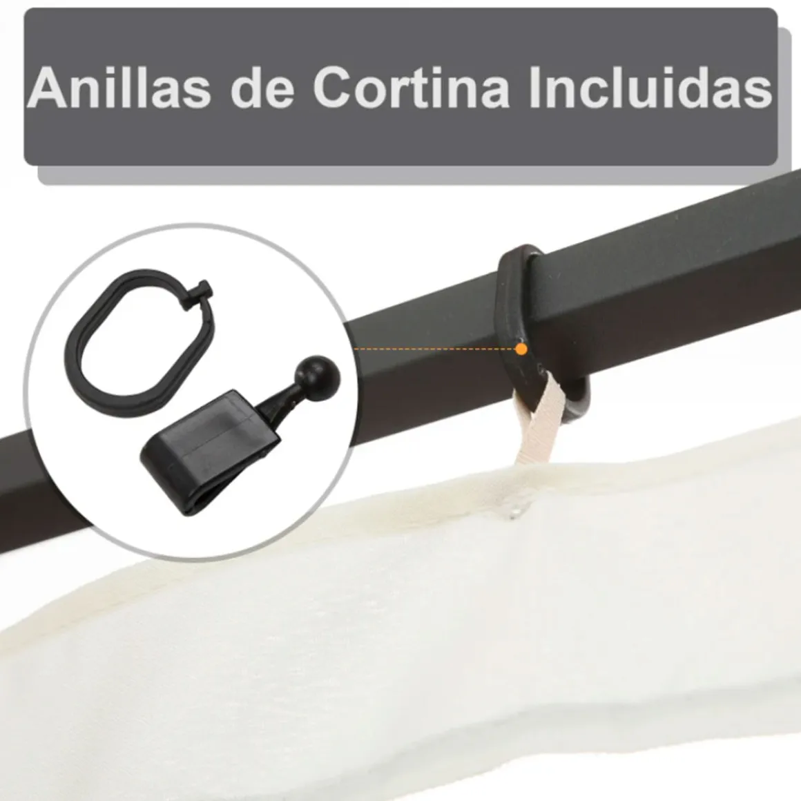 4 paneles laterales Outsunny para carpa con mosquitera negro 207x352 cm
