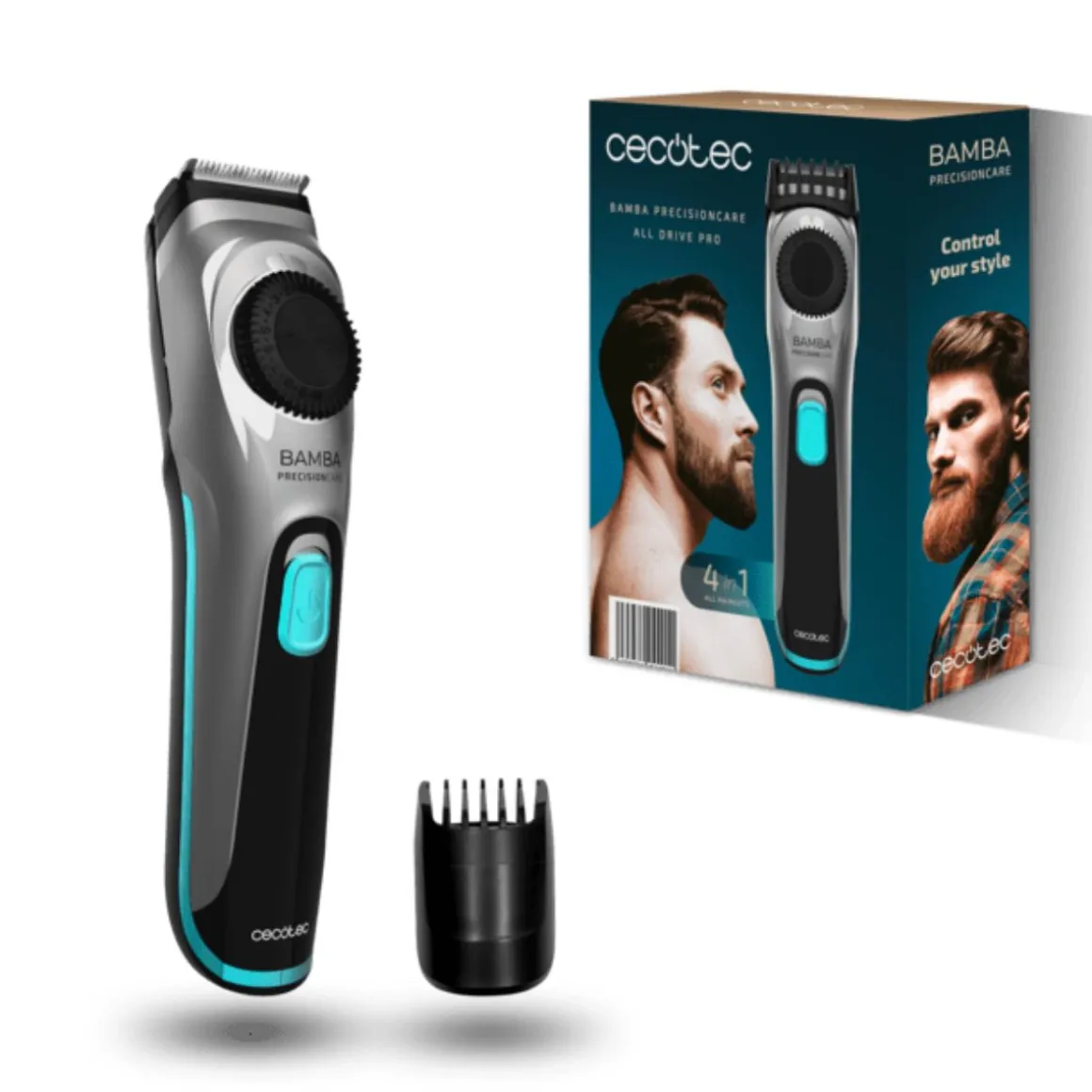 Afeitadora Cecotec Bamba PrecisionCare AllDrive Pro 600 mAh dial ajustable gris/azul