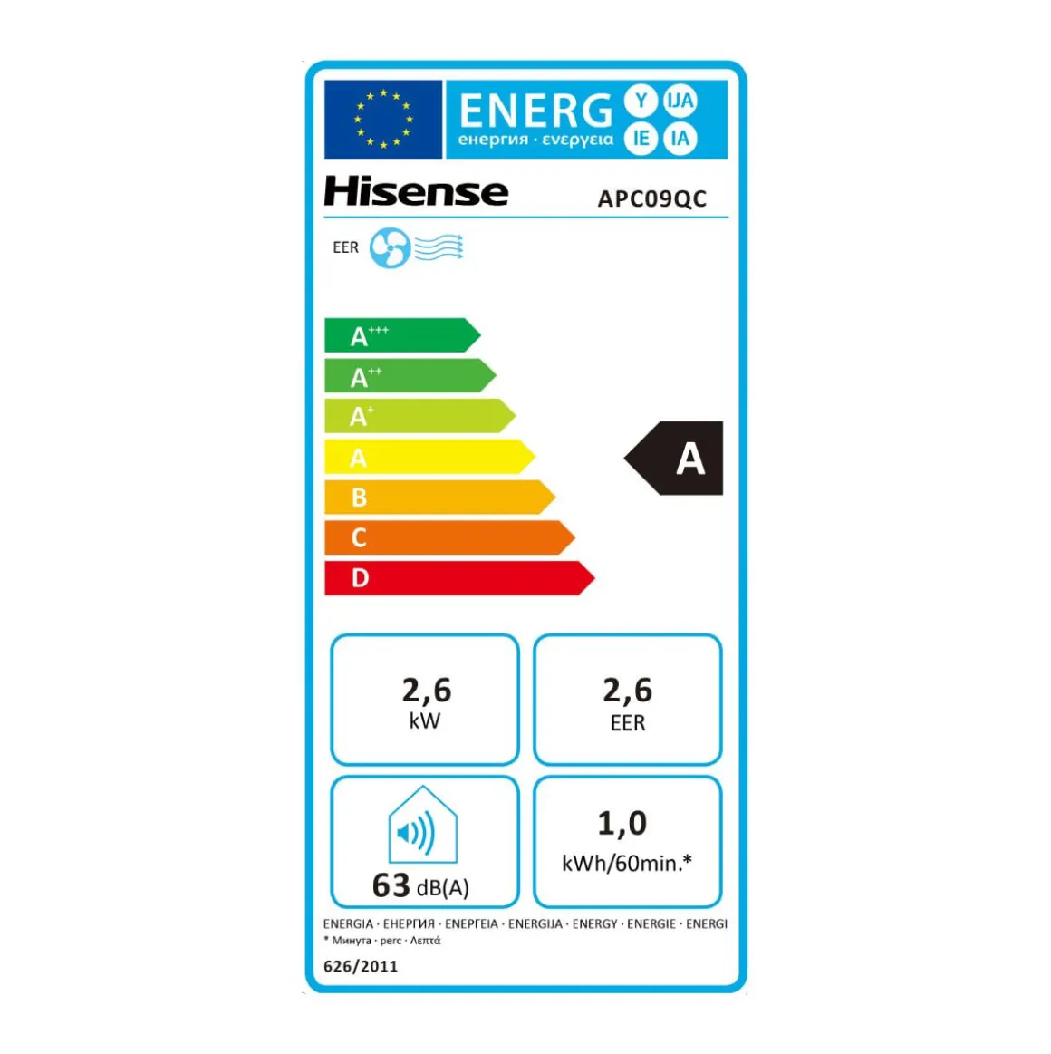 Aire acondicionado portátil Hisense Patagonia APC09QC 2236 frigorías R290 Wifi A