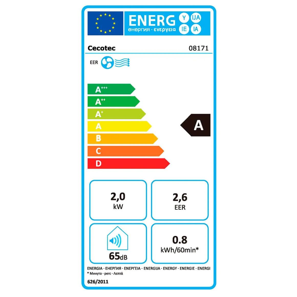 Aire acondicionado portátil Cecotec ForceClima 7400 Soundless Touch 7000BTU 4 modos 2 velocidades con ruedas A blanco