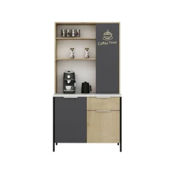 Alacena Andy 3 puertas + cajón natural/gris 180x94x50 cm