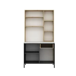 Alacena Andy 3 puertas + cajón natural/gris 180x94x50 cm