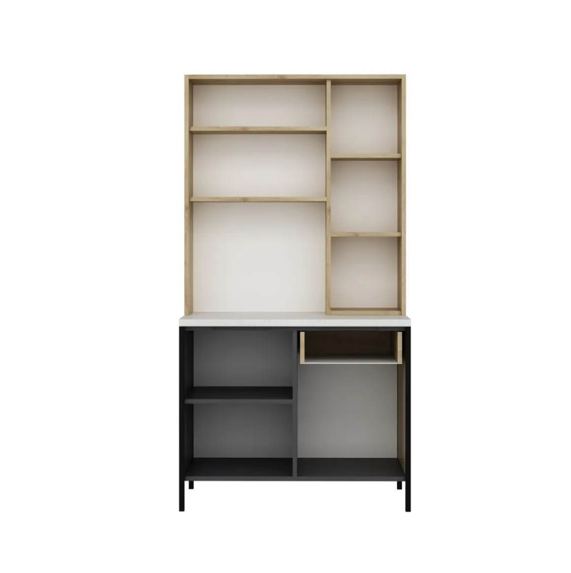 Alacena Andy 3 puertas + cajón natural/gris 180x94x50 cm