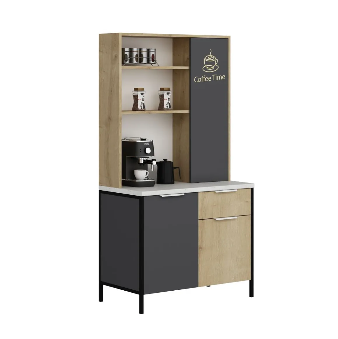 Alacena Andy 3 puertas + cajón natural/gris 180x94x50 cm