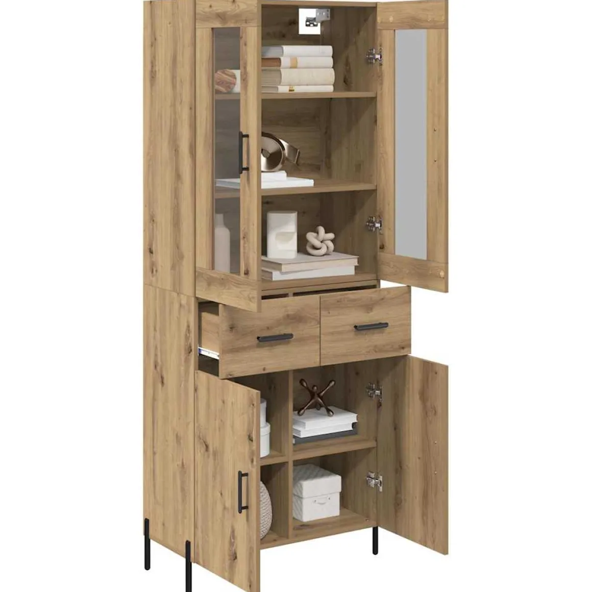 Alacena Dorotea 4 puertas + 2 cajones roble 180x69,5x34 cm