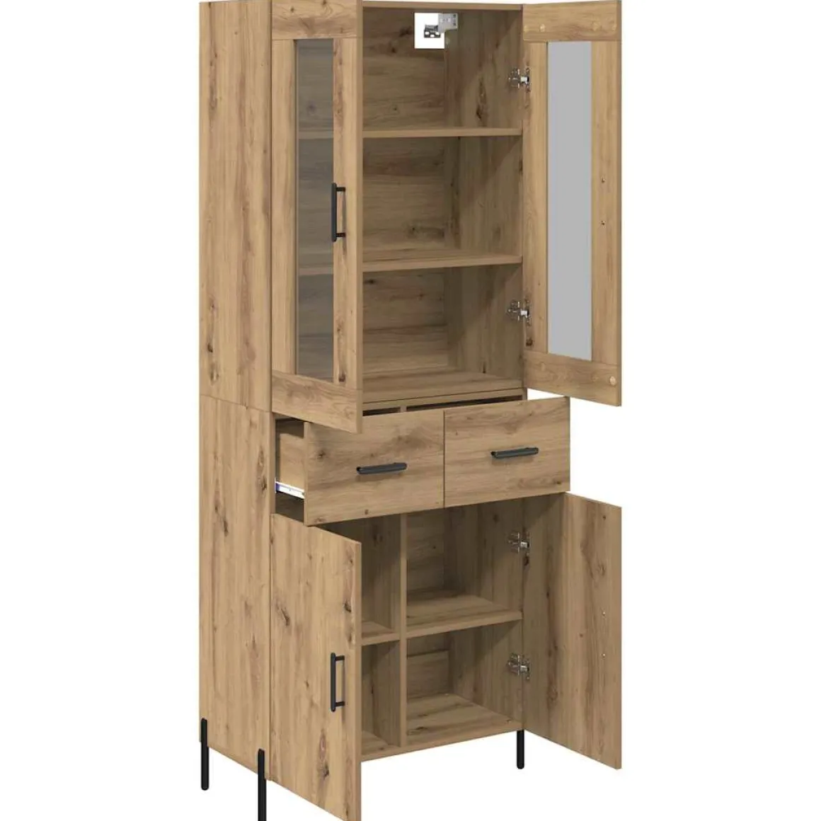 Alacena Dorotea 4 puertas + 2 cajones roble 180x69,5x34 cm