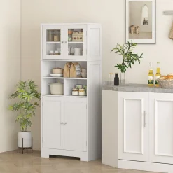 Alacena Everest Homcom con puertas de cristal blanco 145,5x30x60 cm