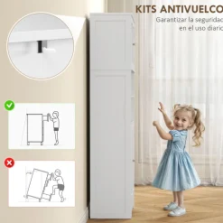 Alacena Everest Homcom con puertas de cristal blanco 145,5x30x60 cm