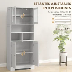 Alacena Everest Homcom con puertas de cristal blanco 145,5x30x60 cm