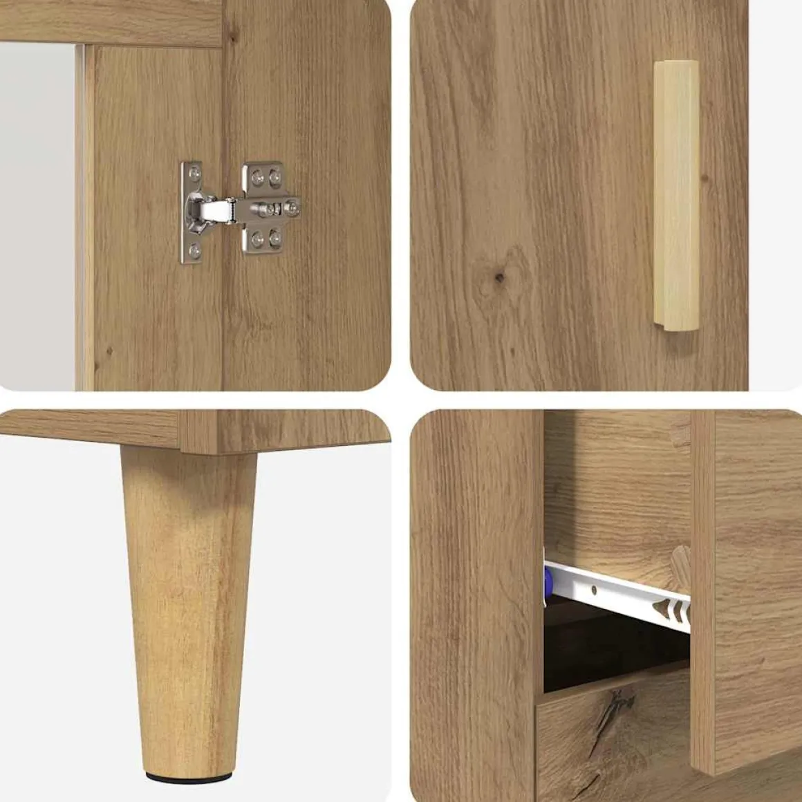 Alacena Mallorca 3 puertas + 3 cajones roble 180x69,5x34 cm