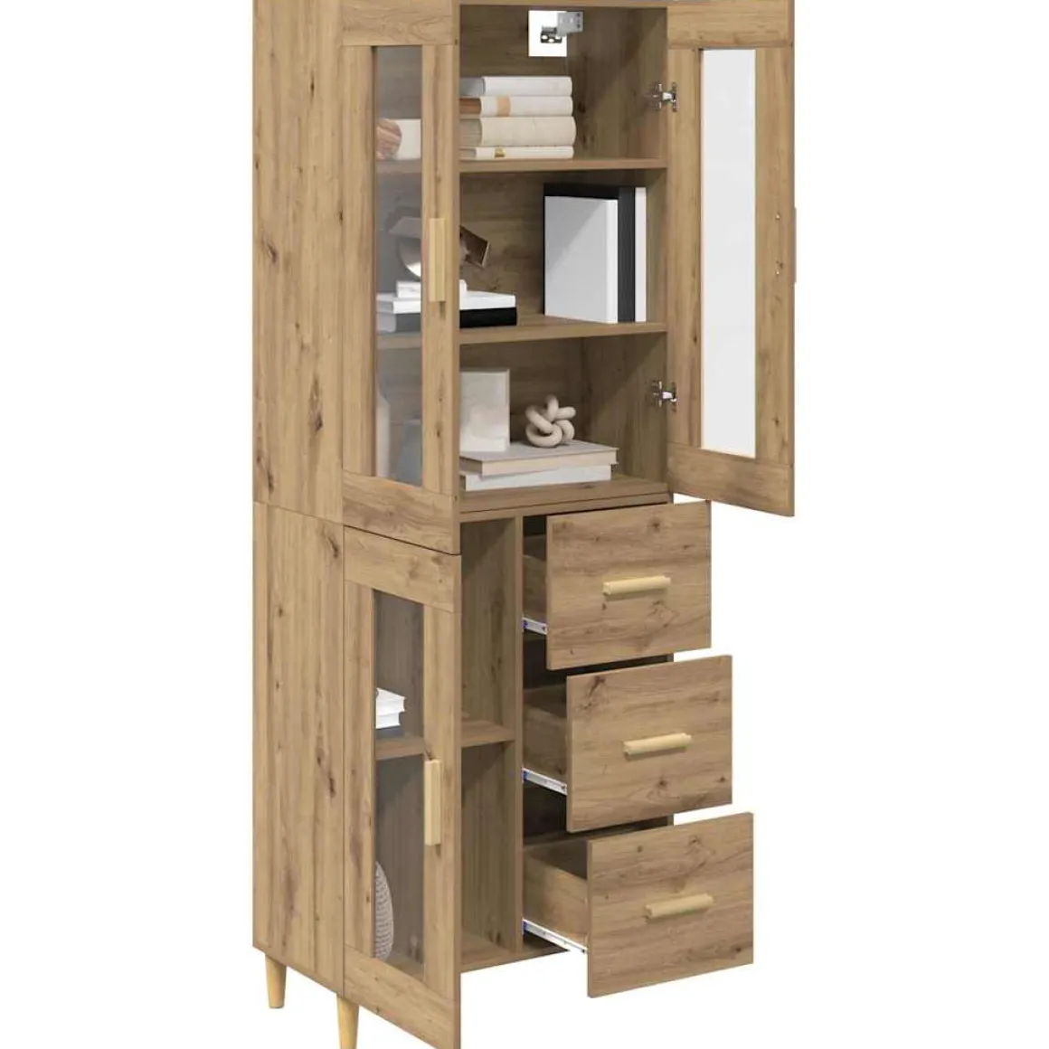 Alacena Mallorca 3 puertas + 3 cajones roble 180x69,5x34 cm