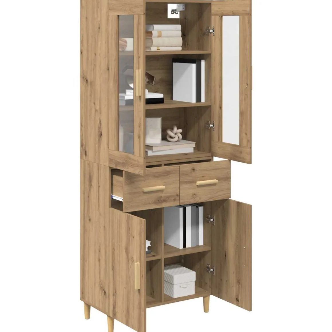 Alacena Manila 4 puertas + 2 cajones roble 180x69,5x34 cm
