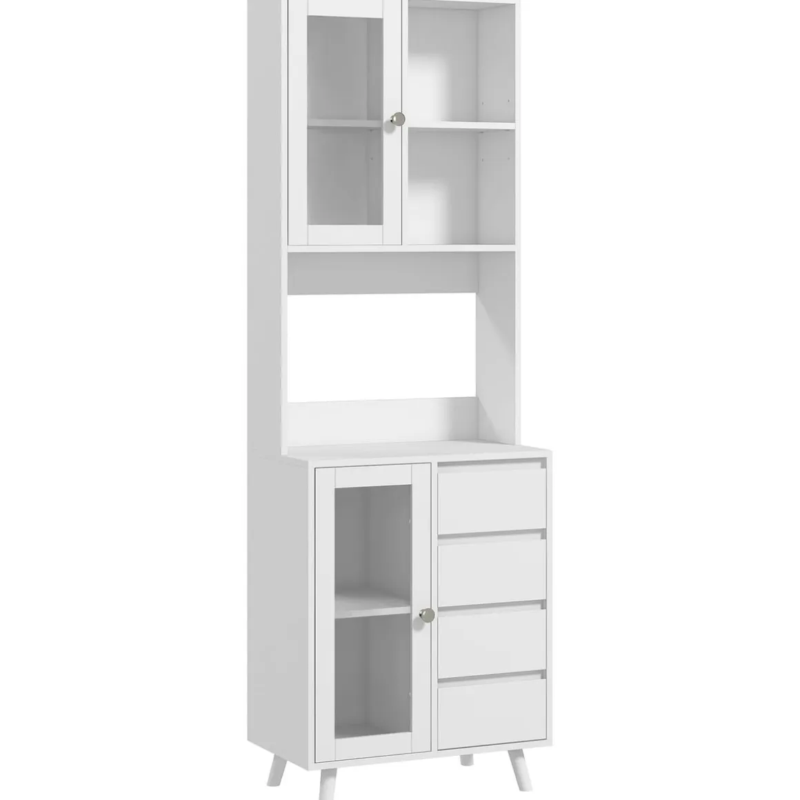 Alacena Moray Homcom 4 cajones + 2 armarios + estante blanco 180x60x35 cm