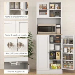 Alacena Sully Homcom 3 puertas blanco/natural 169x60x35 cm