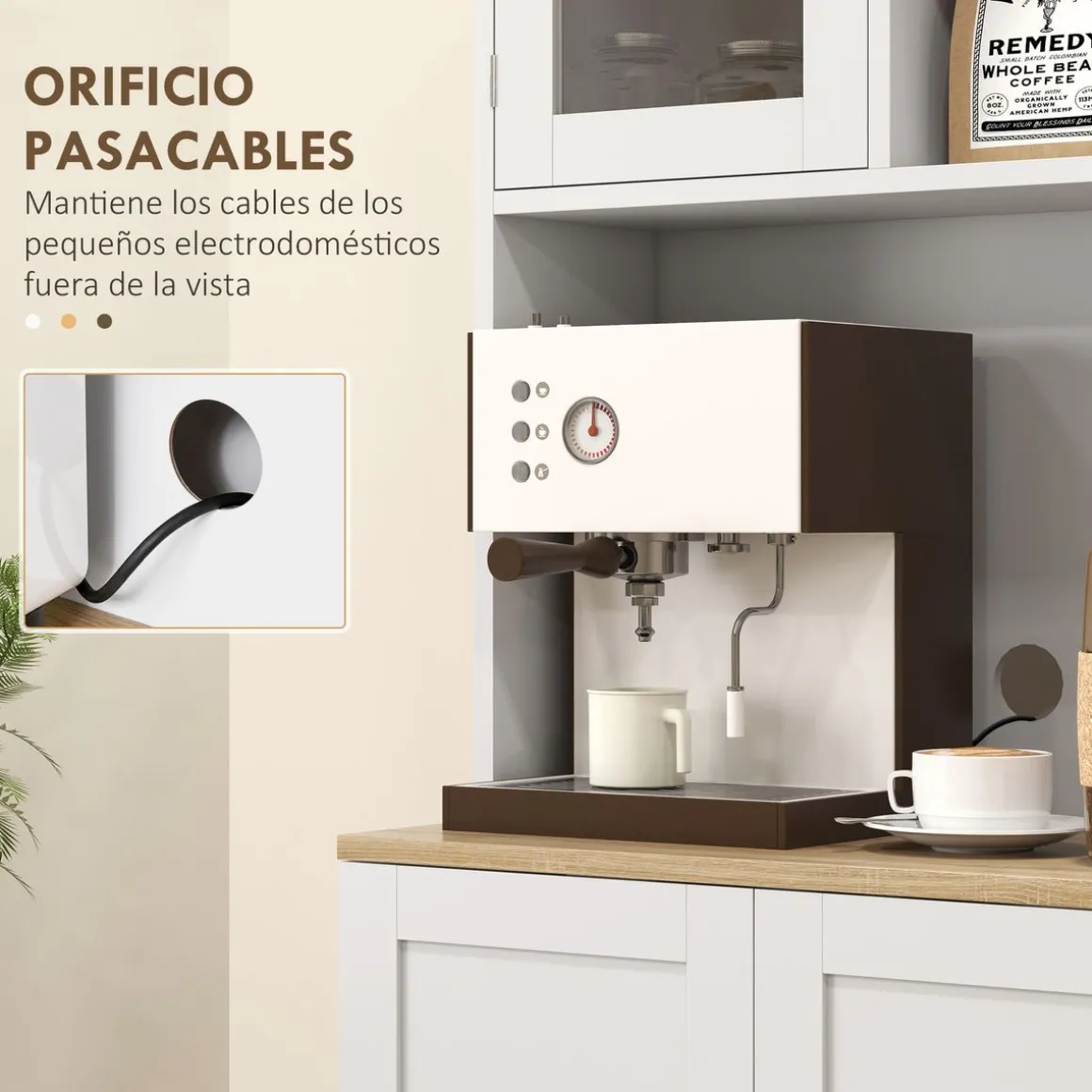 Alacena Sully Homcom 3 puertas blanco/natural 169x60x35 cm