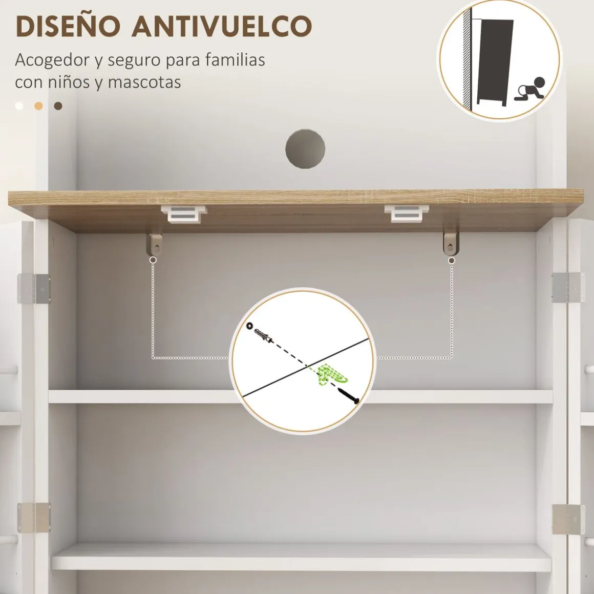 Alacena Sully Homcom 3 puertas blanco/natural 169x60x35 cm