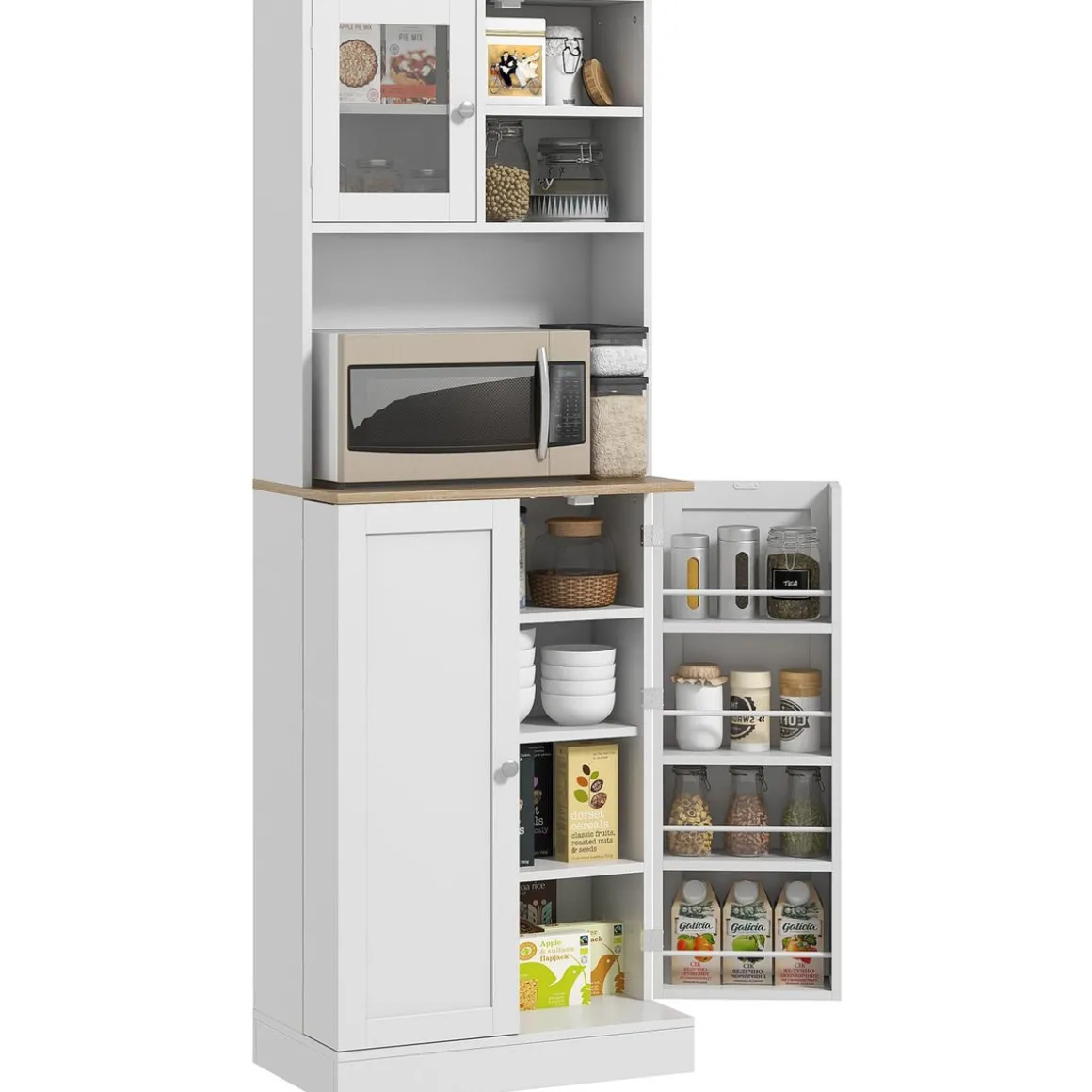 Alacena Sully Homcom 3 puertas blanco/natural 169x60x35 cm