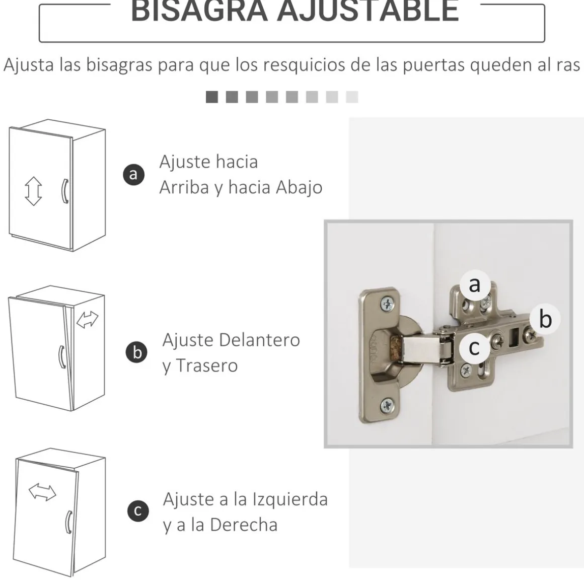 Alacena Toja Homcom 3 cajones + 2 armarios blanco 183,5x80x39,5 cm