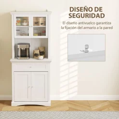 Alacena Valdena Homcom 1 cajón + 4 puertas blanco 180x79x40 cm