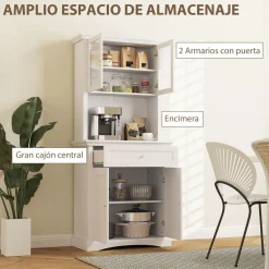 Alacena Valdena Homcom 1 cajón + 4 puertas blanco 180x79x40 cm
