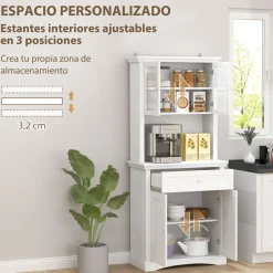 Alacena Valdena Homcom 1 cajón + 4 puertas blanco 180x79x40 cm