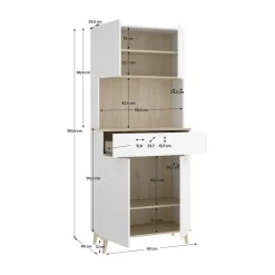 Alacena Wok 4 puertas con cajón blanco/natural 190,6x60x40 cm