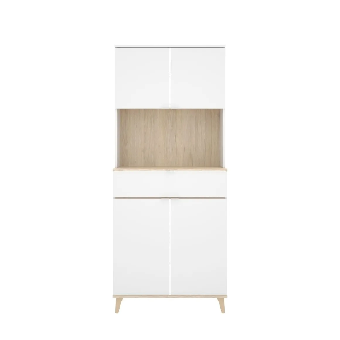 Alacena Wok 4 puertas con cajón blanco/natural 190,6x60x40 cm
