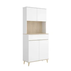 Alacena Wok 4 puertas con cajón blanco/natural 190,6x60x40 cm