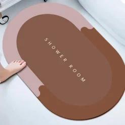 Alfombra de baño ovalada terciopelo súper absorbente 60x40 cm