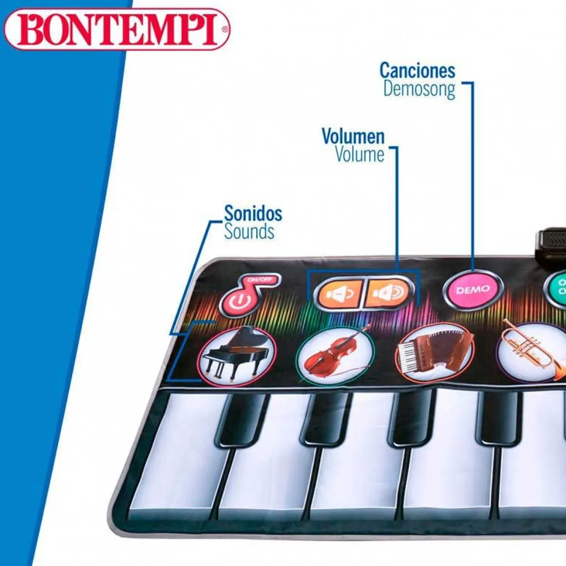 Alfombra piano musical Bontempi 10 teclas +3A negro 148x67,5 cm