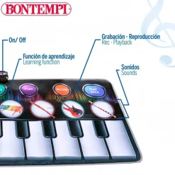 Alfombra piano musical Bontempi 10 teclas +3A negro 148x67,5 cm