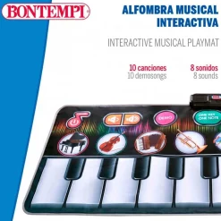 Alfombra piano musical Bontempi 10 teclas +3A negro 148x67,5 cm