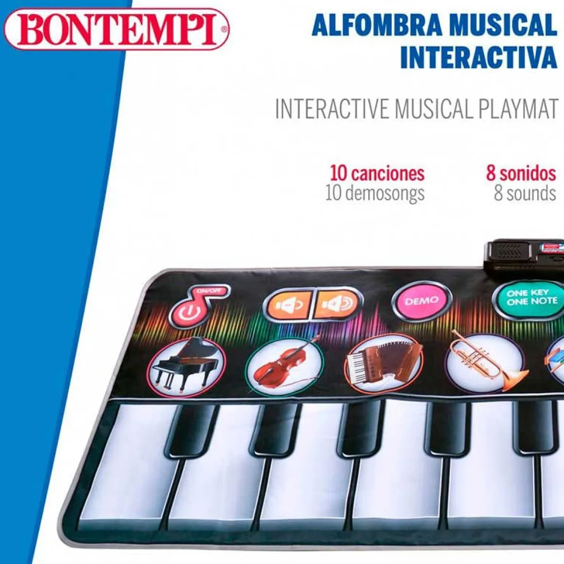 Alfombra piano musical Bontempi 10 teclas +3A negro 148x67,5 cm