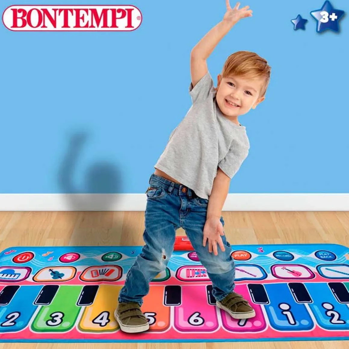 Alfombra piano musical Bontempi 10 teclas +3A multicolor 129,5x55 cm