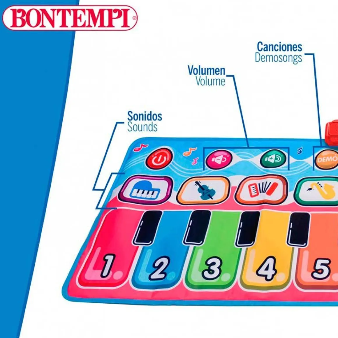 Alfombra piano musical Bontempi 10 teclas +3A multicolor 129,5x55 cm