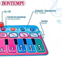 Alfombra piano musical Bontempi 10 teclas +3A multicolor 129,5x55 cm