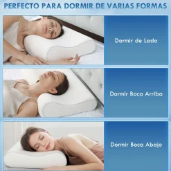 Almohada cervical Homcom viscoelástica doble altura blanco 70 cm