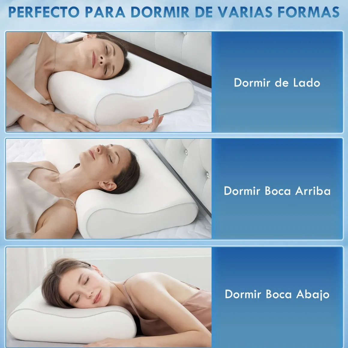 Almohada cervical Homcom viscoelástica doble altura blanco 70 cm