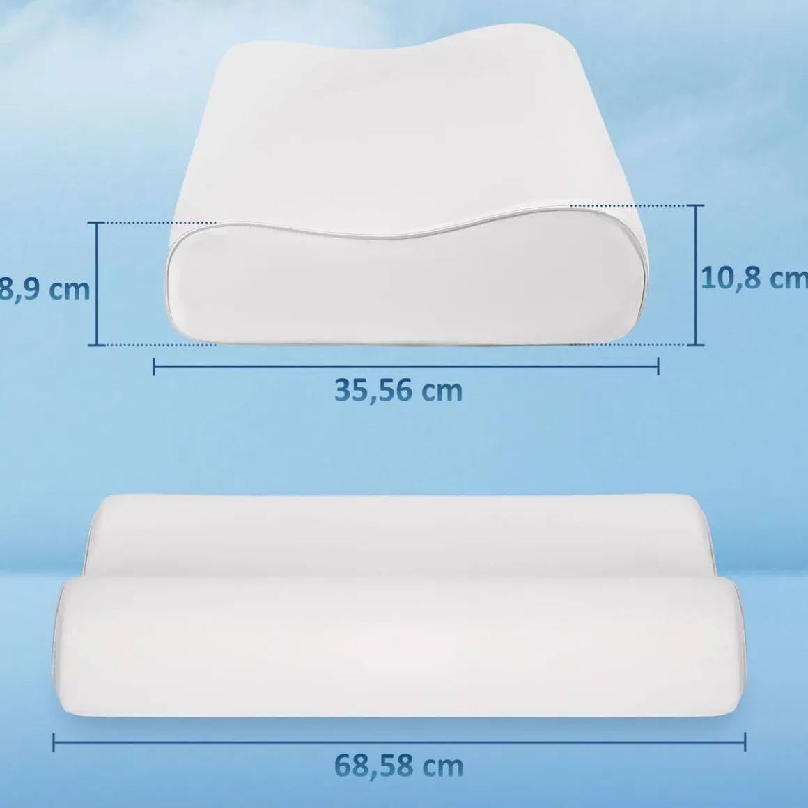 Almohada cervical Homcom viscoelástica doble altura blanco 70 cm