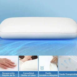 Almohada Charles Homcom viscoelástica + funda transpirable blanco 80 cm