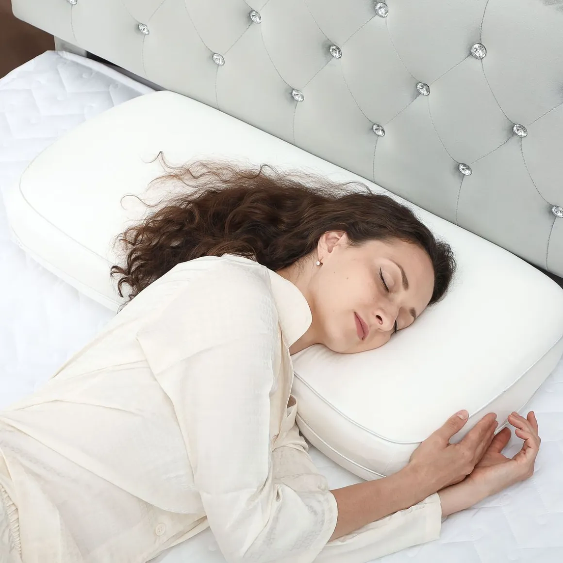 Almohada Charles Homcom viscoelástica + funda transpirable blanco 80 cm