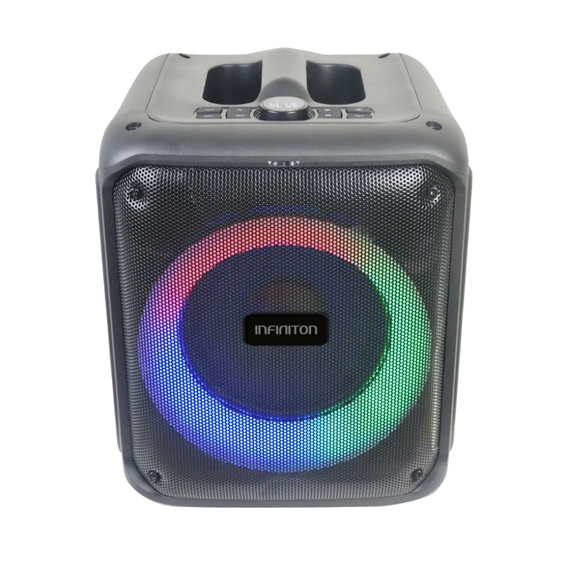 Altavoz portátil Party EQ07 70W con luz LED bluetooth negro 34x28 cm