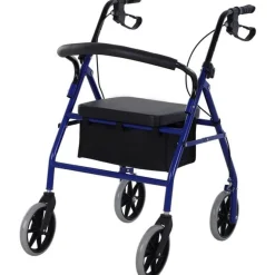 Andador para adultos Homcom plegable con ruedas 4 niveles de altura azul/negro 84-93x77x55,5 cm