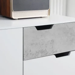 Aparador Agosto Homcom 2 puertas + cajón blanco/gris 81,5x98x39 cm