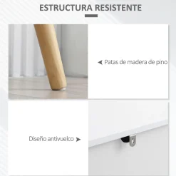 Aparador Agosto Homcom 2 puertas + cajón blanco/gris 81,5x98x39 cm