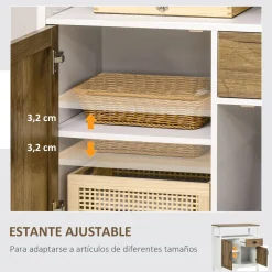 Aparador Air Homcom 2 armarios + cajón blanco/marrón 81,5x76,6x35 cm
