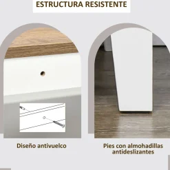Aparador Air Homcom 2 armarios + cajón blanco/marrón 81,5x76,6x35 cm